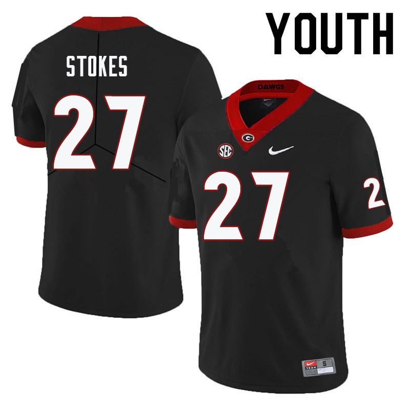 Youth #27 Eric Stokes Georgia Bulldogs College Football Jerseys-Black